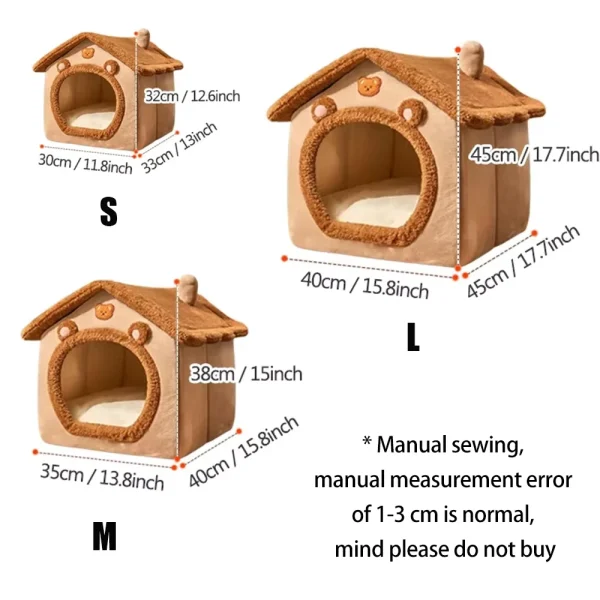 All Seasons Warm Washable Cat Dog House Indoor Soft Removable Cushion Pet Bed Kennel for Small Medium Pets Durable Pet Supplies - Image 6