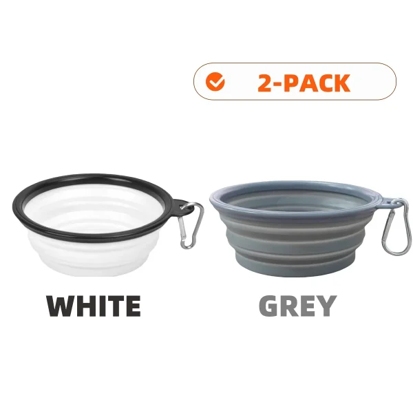 2pcs Collapsible Pet Silicone Dog Food Water Bowl Outdoor Camping Travel Portable Folding Supplies Dishes with Carabiner - Image 8