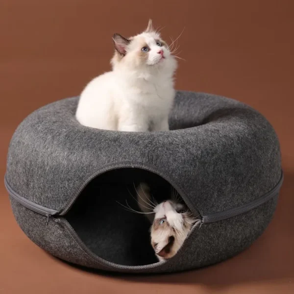 Donut Cat Bed Interactive Tunnel Pet Felt Indoor Toys Cats House Kitten Training Toy Cat Kennel Pets Supplies - Image 3