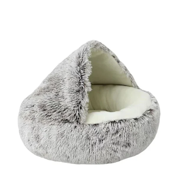 Cat Bed Round Plush Fluffy Hooded Cat Bed Cave, Cozy for Indoor Cats or Small Dog beds, Doughnut Calm Anti-nxiety Dog Bed - Image 7