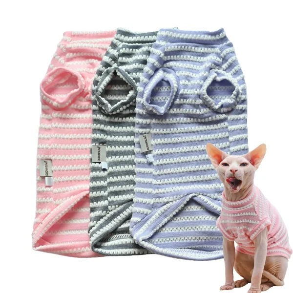 Sphynx Cat Clothes Hairless Cat Clothes Cat Summer Pure Cotton Skin-friendly Close-fitting  Cat Clothing for Small Cats and Dogs