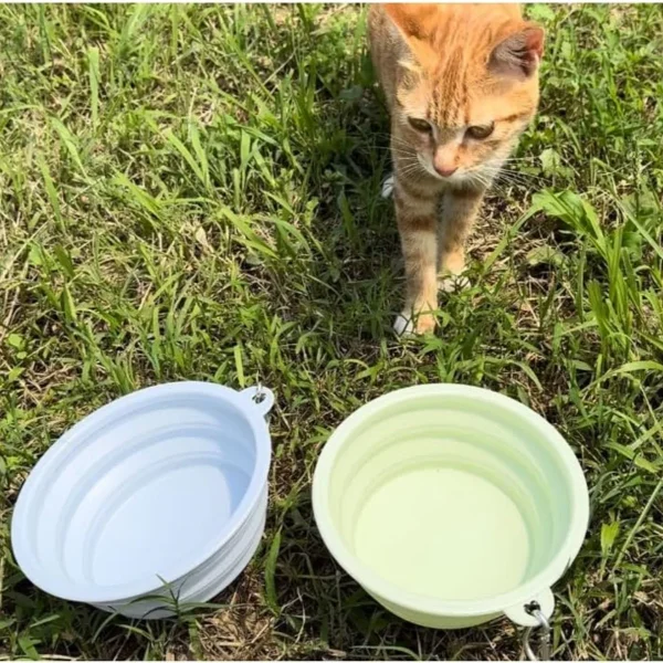 2pcs Collapsible Pet Silicone Dog Food Water Bowl Outdoor Camping Travel Portable Folding Supplies Dishes with Carabiner - Image 4