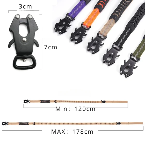 Reflective Shock Absorbing Pet Leashes with Car Seatbelt for Large Dogs Heavy Duty Tactical Bungee Dog Leash No Pull Dog Leash - Image 5
