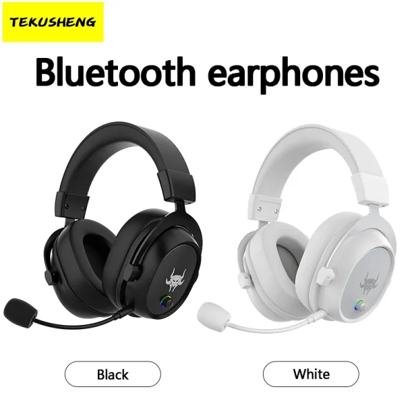 High-end 2.4G Wireless Overhead Sports Headphones with Bluetooth White Gaming Headset with Microphone Noise Canceling Headphones - Image 6