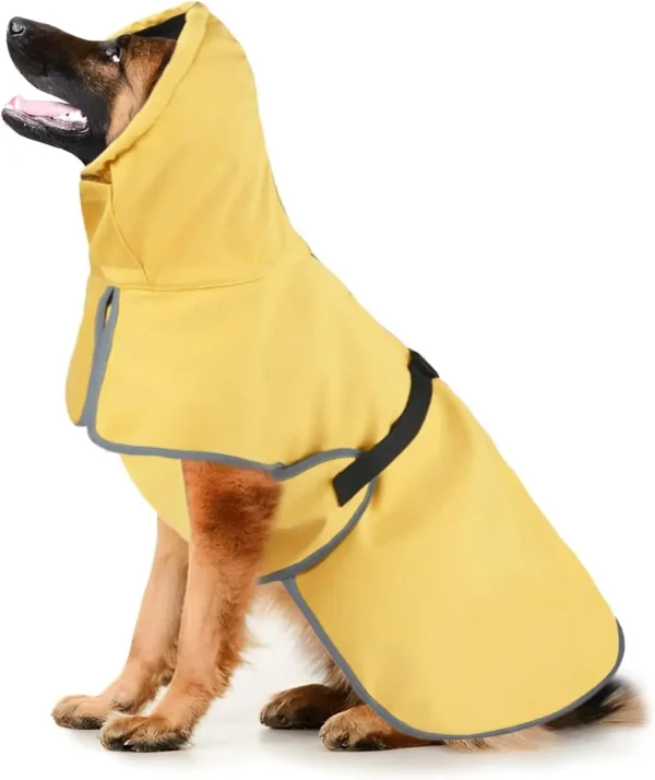 Dog Raincoat Waterproof - Adjustable Dog Poncho Raincoat Lightweight Rain Jacket with Soft Lining for Medium Large Dog Yellow - Image 3