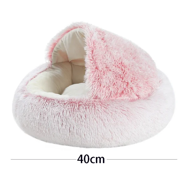 Cat Bed Pet Mattress Warm Soft Plush Pet Bed with Cover Round  Cat Dog  Sleeping Nest Cave for Small Dogs kitten - Image 4