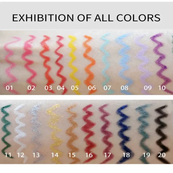Matte Colorful Eye Liner Pen Cream 20 Colors Eyeliner Gel Pencils Option Easy To Wear Make Up Cosmetics White Yellow Blue Purple - Image 4