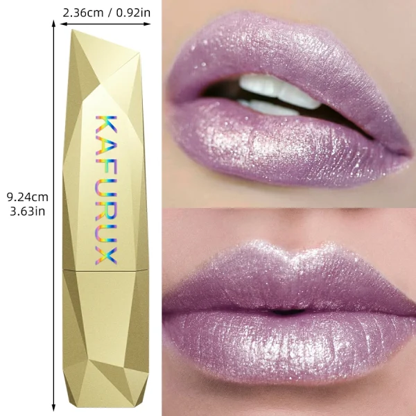 1 PC Glitter Shiny Metallic Lipstick Pearlescent Lip Tint,Long Lasting Lip Matte Lip Makeup Gifts for Women Lip Oil Cosmetic - Image 5