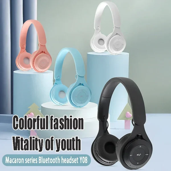 Stereo Y08 Headset 5.0 Bluetooth Headset Folding Wireless Sports Earphone Gaming Headsets Over-ear Headphones for Android ios - Image 4