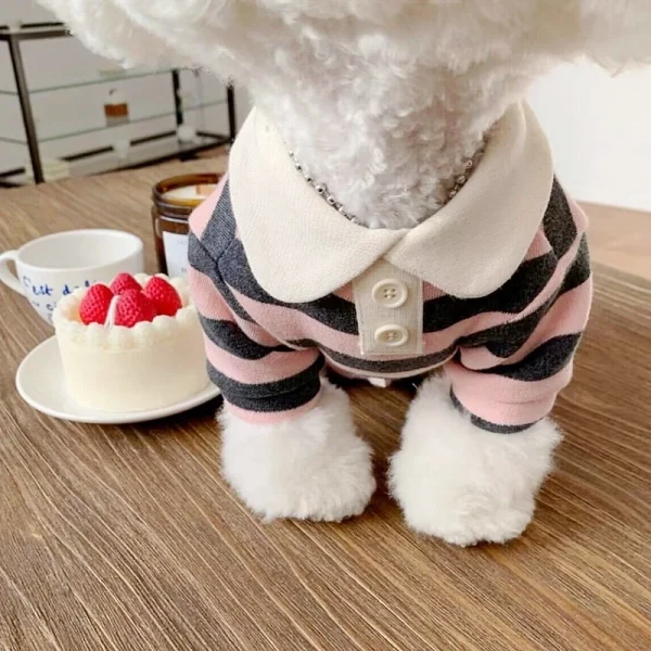 Summer Polo Shirt for Dogs Puppy Clothes Bichon Frise Chihuahua Stripe Dog Sweatshirt Dog Cooling Vest for Small and Medium Dogs - Image 8