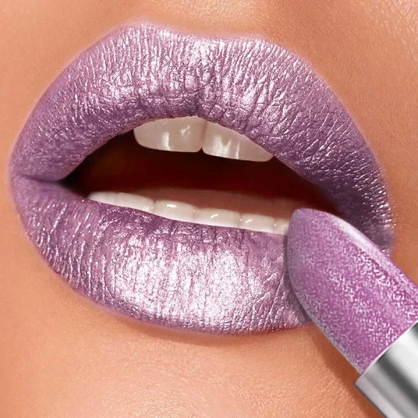 1 PC Glitter Shiny Metallic Lipstick Pearlescent Lip Tint,Long Lasting Lip Matte Lip Makeup Gifts for Women Lip Oil Cosmetic - Image 2