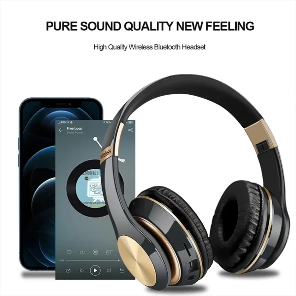 Foldable Sport Earphone HiFi Headset Wireless Headphones Bluetooth Music Headset Over Ear Bass Earphone With Mic Support TF Card - Image 3