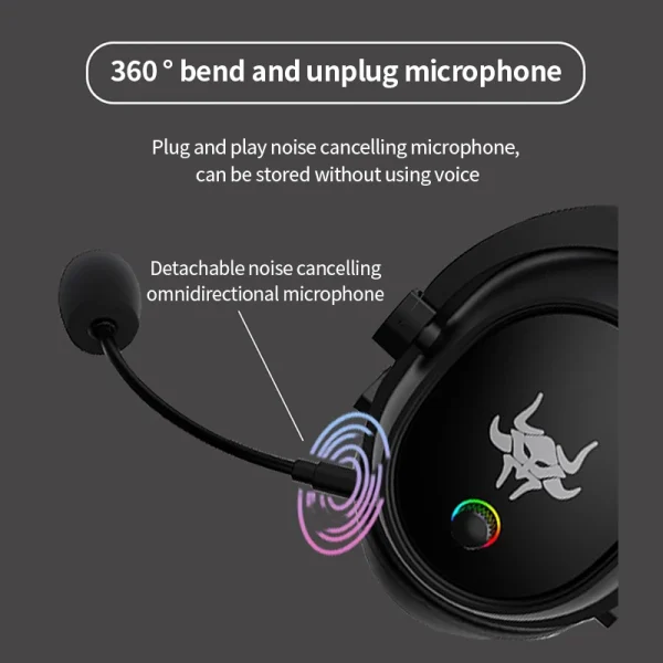 High-end 2.4G Wireless Overhead Sports Headphones with Bluetooth White Gaming Headset with Microphone Noise Canceling Headphones - Image 5