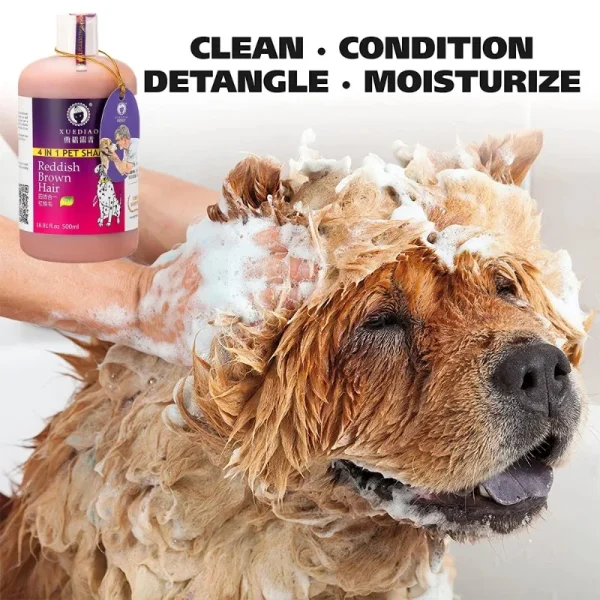 500ml Pet Shampoo and Conditioner All Natural 4 in1 Dog Shampoo Body Wash for Puppy dog Shower Gel Pet Friendly Formula 17oz - Image 2