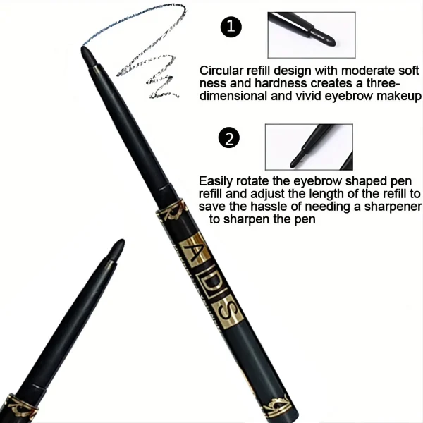 3Pcs Waterproof & Sweat-Proof Black Eyeliner Pencil - Long-LastingSmudge-Proof for Bold Eye Makeup, Easy Glide Formula for Perfe - Image 3