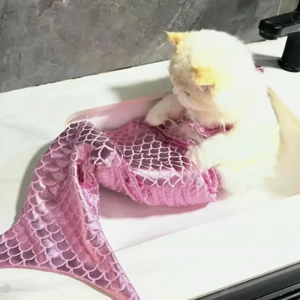 Pet Cat Mermaid Pet Costume Dog Dresses Funny Swimsuit Fish Tail Design Cute Bikini Dog Summer Pet Halloween Clothing - Image 4