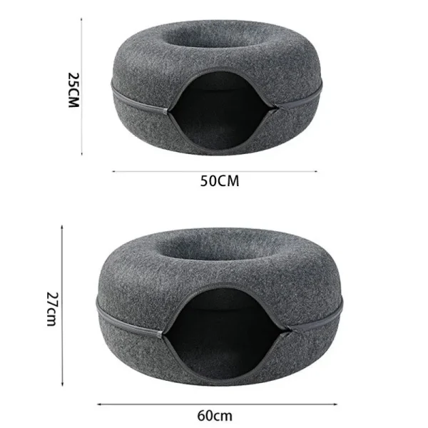 Donut Cat Bed Interactive Tunnel Pet Felt Indoor Toys Cats House Kitten Training Toy Cat Kennel Pets Supplies - Image 6