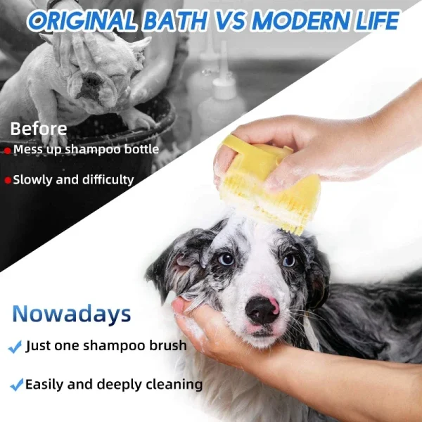 Pet Dog Shampoo Brush 2.7oz 80ml Cat Massage Comb Grooming Scrubber  for Bathing Short Hair Soft Silicone Rubber - Image 4
