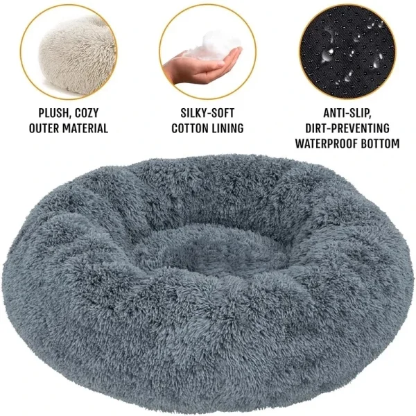 Round Dog Bed Winter Warm Cat Bed Plush Basket for Dog Washable Pet Bed for Small Medium Large Dog Sofa Cat - Image 2