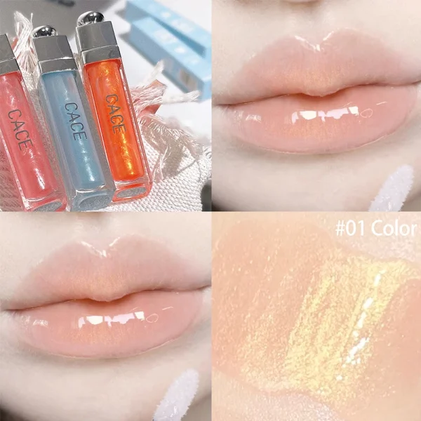 Water Light Glass Lip Glaze Hydrating Mirror Lip Oil Nourishing Pearlescent Glitter Lip Gloss Plumper Clear Tint Lip Balm Makeup - Image 3