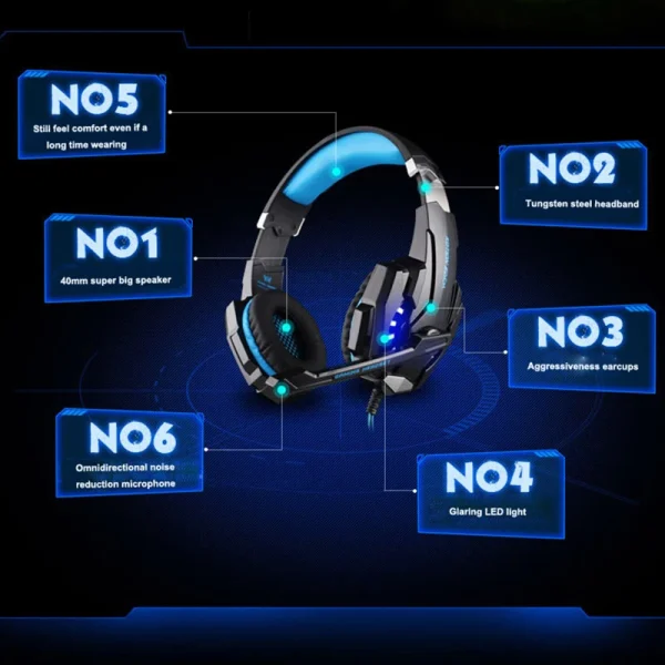 G9000 Gaming Headset Over-Ear Wired Headphones Deep Bass Stereo Casque LED Light Earphone with Mic for PS4 PS5 Switch XBOX PC - Image 4