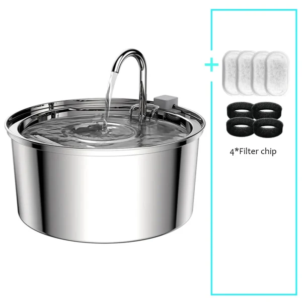Stainless Steel Pet Water Feeder Cat Automatic Water Fountain USB Electric Mute for Cat Dog Filter Fountain Smart Drinking Bowl - Image 8