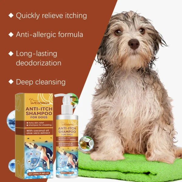 Dog Shampoo Conditioner Moisturizing for Sensitive Skin PH Balanced Anti Itching Flea Killer Dirt Mite Removal Pet Cleaning Foam - Image 5