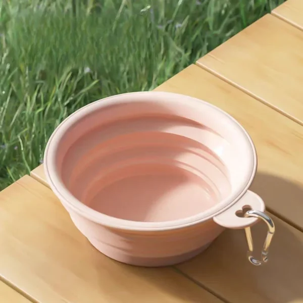 2pcs Collapsible Pet Silicone Dog Food Water Bowl Outdoor Camping Travel Portable Folding Supplies Dishes with Carabiner - Image 6