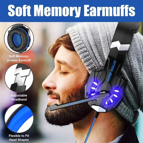 G9000 Gaming Headset Over-Ear Wired Headphones Deep Bass Stereo Casque LED Light Earphone with Mic for PS4 PS5 Switch XBOX PC - Image 2