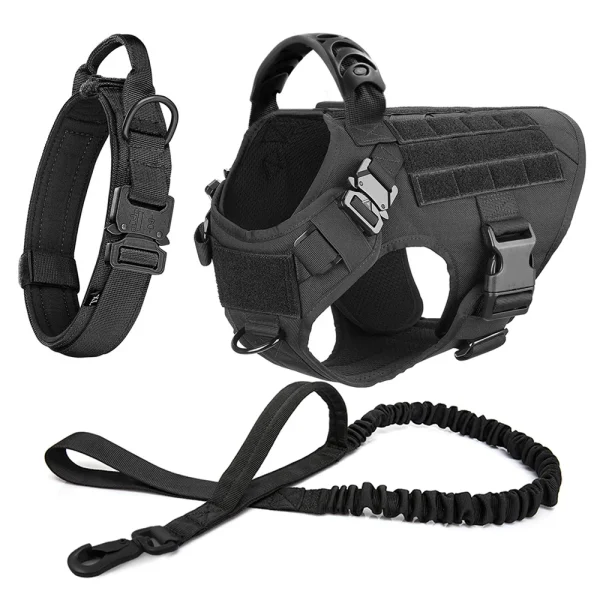 Large Dog Harness Collar Leash Set Military Dog Harnesses Pet Tactical Vest Training German Shepherd For Medium Large Dogs - Image 9