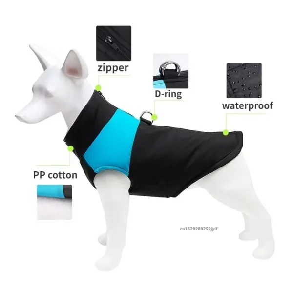 Waterproof Warm Dog Clothes Pet Coat Winter Vest Padded Zipper Jacket Dog Clothing for Small Medium Big Dogs Outfit - Image 3