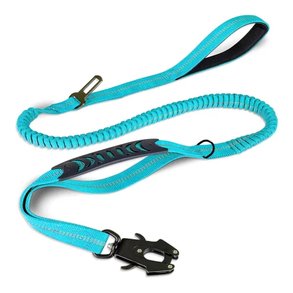 Reflective Shock Absorbing Pet Leashes with Car Seatbelt for Large Dogs Heavy Duty Tactical Bungee Dog Leash No Pull Dog Leash - Image 11