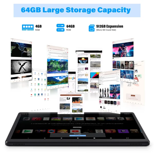 ANRY 2025 Android 15 HD Display 10.1 Inch 8GB(4+4 Expand) RAM+64GB ROM Tablet 5000Mah Dual Camera 5G Wifi A523 Octa-core Tablets - Image 3