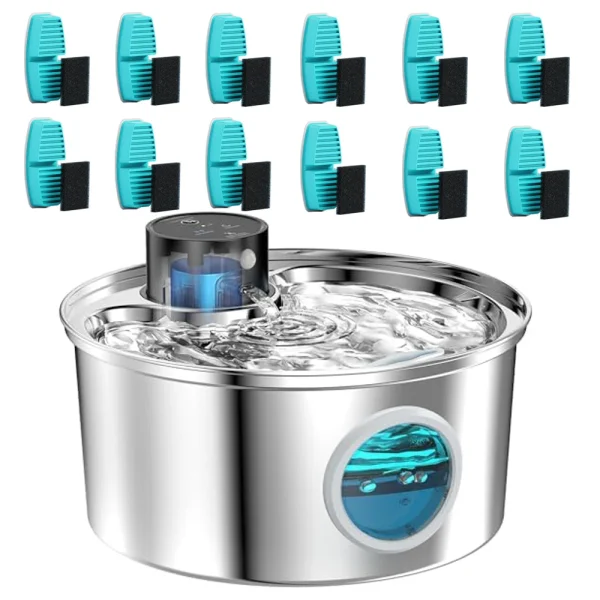 108oz/3.2L Stainless Steel Wireless Cat and Dog Drinker Rechargeable Automatic Pet Drinker Water Fountain Motion Sensor Bowl - Image 11