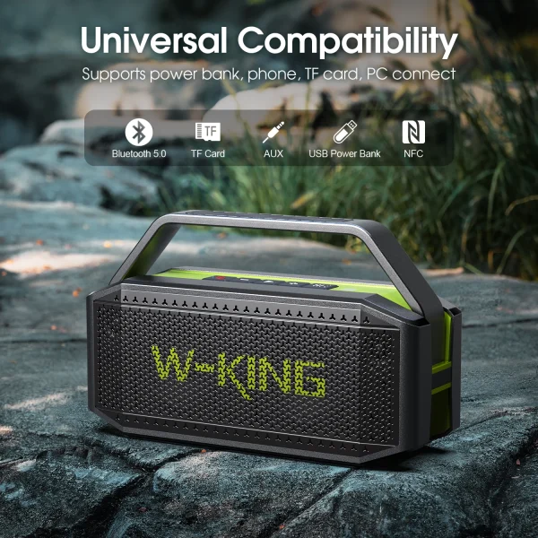 W-KING (100W Peak) 60W Portable Loud Bluetooth Speakers with Subwoofer, Outdoor Speaker Bluetooth Wireless Waterproof Speaker - Image 2