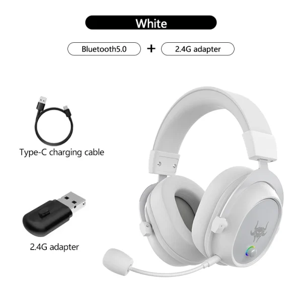 High-end 2.4G Wireless Overhead Sports Headphones with Bluetooth White Gaming Headset with Microphone Noise Canceling Headphones - Image 7