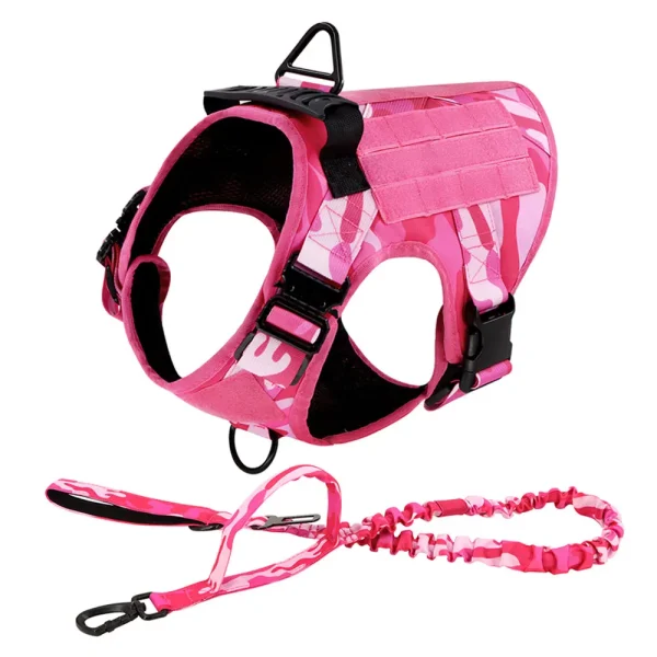 Military Pink Camouflage Dog Harness For Large Medium Dogs Harnesses Leash Adjustable Pet German Shepherd Tactical Training Vest - Image 8