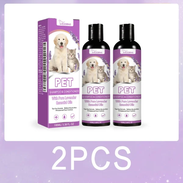 Pet Shampoo and Conditioner 2 in 1 Lavender Dry Sensitive Skin Relief Non Irritating Moisturizing Shampoo for Dogs Cats Puppies - Image 8
