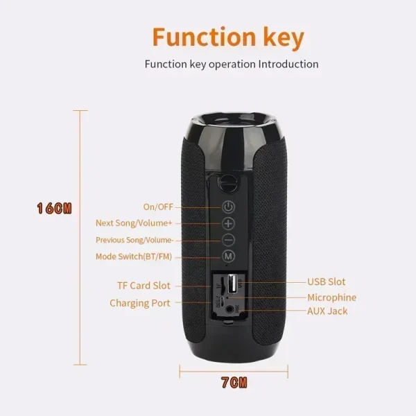 Portable Speaker Wireless  Bluetooth-compatible Subwoofer Outdoor Waterproof Loudspeaker Stereo Surround Support FM RadioTF - Image 6