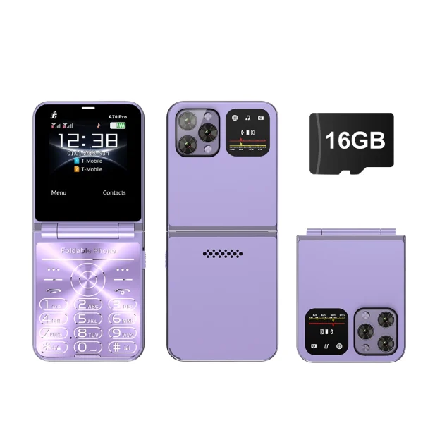 SERVO A70 PRO Flip Mobile Phone 3G WCDMA Speed Dial MP4 Player Flashlight FM Radio Foldable 2 SIM Standby Feature Phones Type-C - Image 7