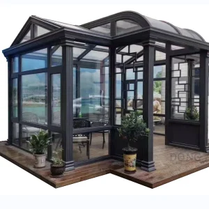 prefabricated sliding retractable sophisticated  glass house aluminum glass sunroom for house garden