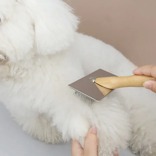 Dog Comb Solid Wood Dog Brush Pet Hair Remover Massage Cat Brush Pet Grooming Stainless Steel Combs for Cats Hair Knot Opening - Image 4