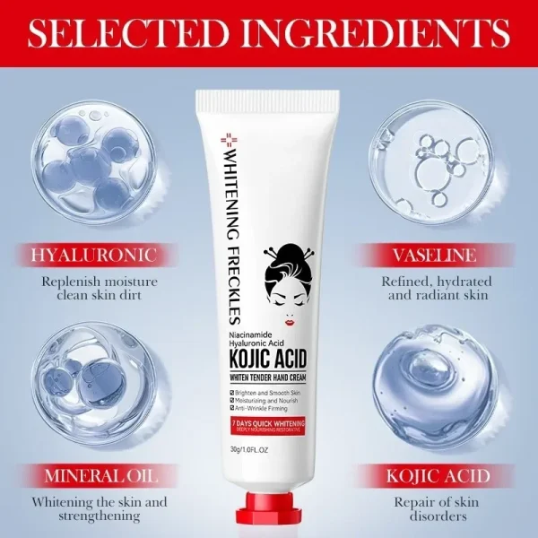 Kojic Acid Cream Fade Dull Hand Body Fast Smooth Nourish Lotion Lightening Dark Skin Brightening Moisturizing Bleaching Cream - Image 4