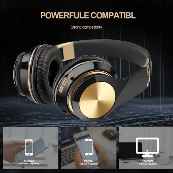 Foldable Sport Earphone HiFi Headset Wireless Headphones Bluetooth Music Headset Over Ear Bass Earphone With Mic Support TF Card - Image 2