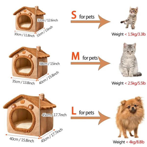 Foldable Pet House Removable Washable Cat House Puppy Cave Sofa Pet Bed House for Extra Small Dogs and Small and Medium Cats - Image 2