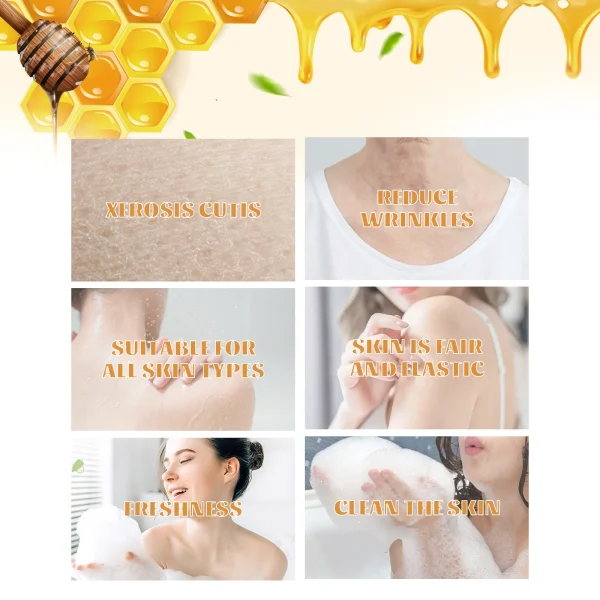 Honey Shower Gels Refreshing Moisturizing Body Wash Smooth Gentle Cleansing Firming Skin Exfoliating Brighten Skin Bath Lotion - Image 5