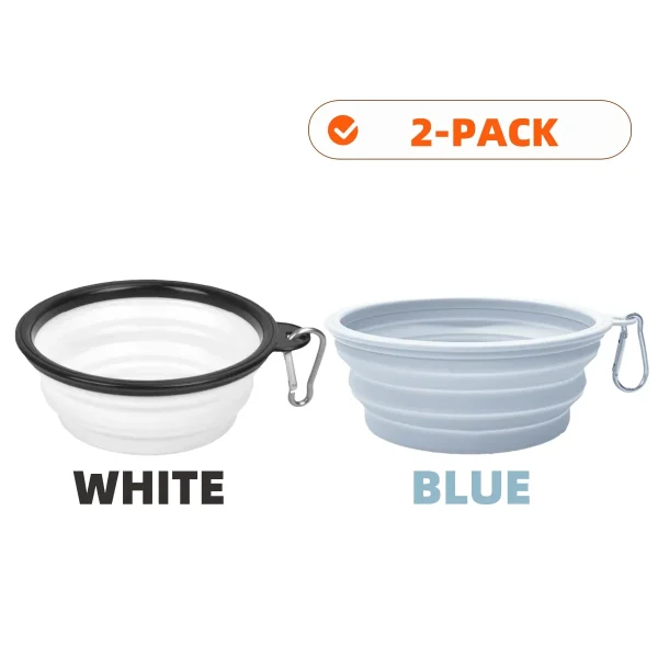 2pcs Collapsible Pet Silicone Dog Food Water Bowl Outdoor Camping Travel Portable Folding Supplies Dishes with Carabiner - Image 7