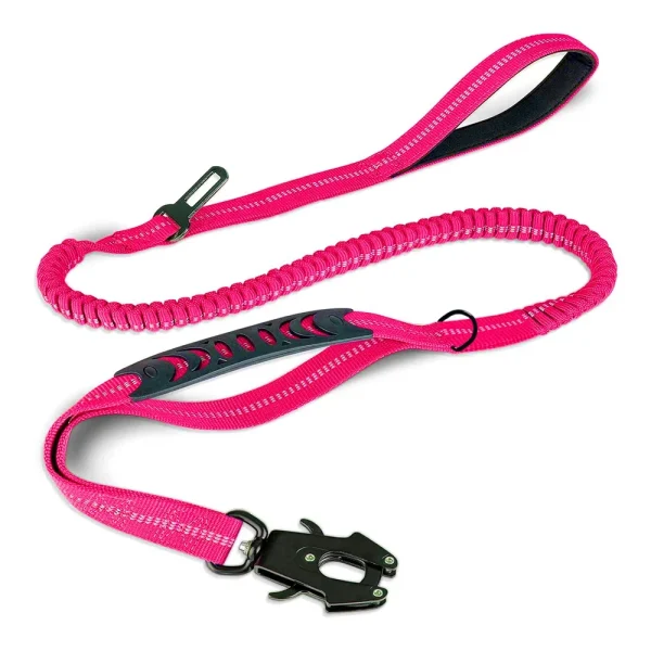 Reflective Shock Absorbing Pet Leashes with Car Seatbelt for Large Dogs Heavy Duty Tactical Bungee Dog Leash No Pull Dog Leash - Image 10