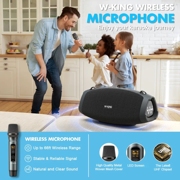 W-KING (120W PEAK)70W Portable Loud Bluetooth Speakers with Wireless Microphone,  Waterproof Outdoor Wireless Bluetooth - Image 6