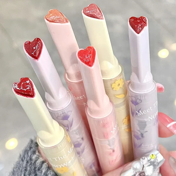 Water-light Lip Glaze Mirror Glitter Lip Tint Long Lasting Moisturising Love Heart Shape Solid Lipstick Pen Lips Makeup Cosmetic - Image 2